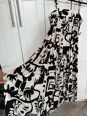 Abel The Label Black & Cream Print Maxi Sundress